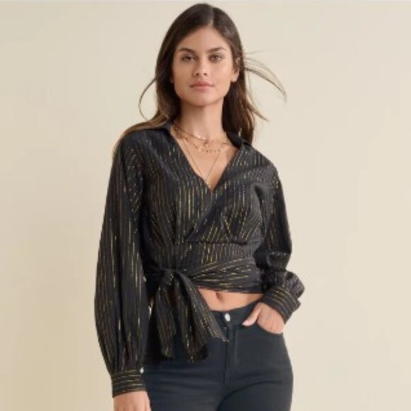 Sash-Tie Wrap Blouse NWT - Picture 3 of 5